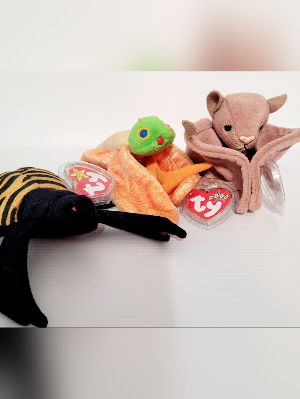 Ty Mini Plush Trio — Black, Orange, Green, Tan